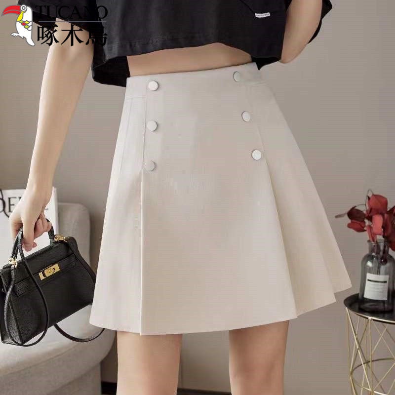 [F-store] กระโปรง a-Line กระโปรงสั้นสีดําฤดูใบไม้ผลิฤดูร้อนฤดูใบไม้ร่วงจีบสลิมฟิตดูเพรียวบางทุกการแข