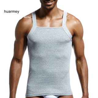 Huarmey เสื้อกล้ามลําลอง ผ้าฝ้าย แขนกุด ทรงสลิม ระบายอากาศ สีพื้น เหมาะกับการเล่นฟิตเนส สําหรับผู้ชาย