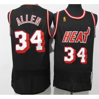 ขายดี อเนกประสงค์ NBA Heat NO . เสื้อกีฬาบาสเก็ตบอล Ray Allen 34 สีดํา สไตล์เรโทร 147622