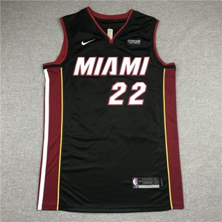 เสื้อกีฬาแขนสั้น ลายทีม NBA Jersey Miami Heat No. 22 Butler รองเท้ากีฬา สีดํา 583605