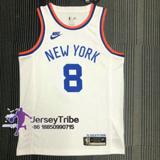 เสื้อกีฬาบาสเก็ตบอล ลาย NBA York Knicks สําหรับผู้ชาย #8 เสื้อกีฬาแขนสั้น ลายทีมครบรอบ 75 ปี Kemba Walker สีขาว 411767