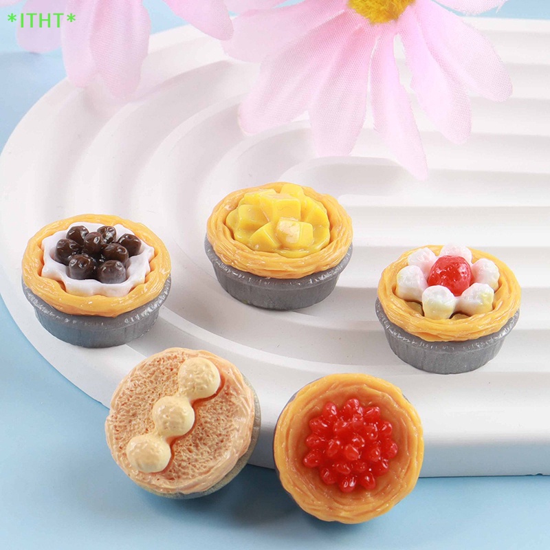 Itht> ใหม่ โมเดลทาร์ตไข่จําลอง ขนาดเล็ก 1/12 อุปกรณ์เสริม สําหรับตกแต่งบ้านตุ๊กตา 5 ชิ้น
