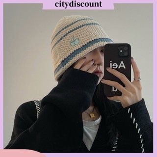 &lt;citydiscount&gt; หมวกบักเก็ต ทรงโดม กันลม ป้องกันหู สีคอนทราสต์ เหมาะกับใส่กลางแจ้ง แฟชั่นฤดูใบไม้ร่วง และฤดูหนาว สําหรับผู้หญิง