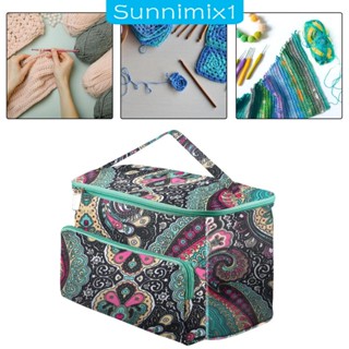 [Sunnimix1] กระเป๋าเก็บไหมพรม ทรงโท้ท 3 หลุม ขนาดใหญ่ แบบพกพา กันน้ํา