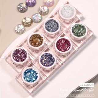 【COD】 Vendeeni Canned Nail Art Vernis Shiny Semi Permanent Diamond Glitter Nail Accessories Uv Nail Gel Manicure Nail Polish Glue For Nail Salon 15 Colors