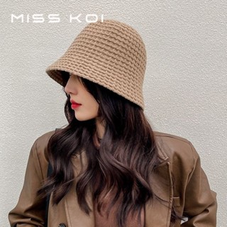 Misskoi [พร้อมส่ง] หมวกบักเก็ต ผ้าถัก กันแดด ขนาดเล็ก สไตล์ญี่ปุ่นย้อนยุค เข้ากับทุกการแต่งกาย แฟชั่นฤดูใบไม้ร่วง ฤดูหนาว