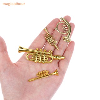 Magicalhour^^ จี้เครื่องดนตรี ชุบไฟฟ้า ขนาดเล็ก สีทอง และสีเงิน สําหรับตกแต่งบ้านตุ๊กตา DIY 2 ชิ้น