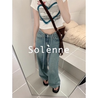 Solenne  กางเกงขายาว กางเกงยีสน์ผู้หญิง ทรงหลวม ๆ ตรง Retro Hip Hop Pants 2023 NEW Style รุ่นใหม่ ทันสมัย คุณภาพสูง Korean Style A27L07I 36Z230909