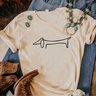 เสื้อยืด พิมพ์ลาย Dachshund แฟชั่นฤดูร้อน สไตล์ญี่ปุ่น ฮาราจูกุ สําหรับผู้หญิง