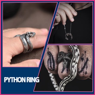 Retro Snake Ring for Men Women Open Rings Punk Gothic Jewelry Adjustable