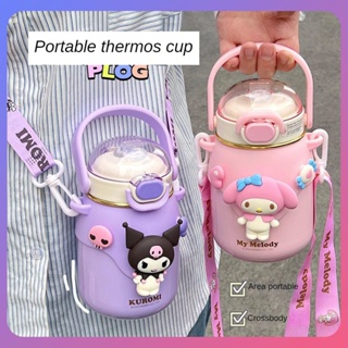 กระติกน้ําร้อน ลายการ์ตูน Sanrio Patch Belly Cup ขนาดใหญ่ 700 มล. พร้อมสายคล้อง ปรับได้