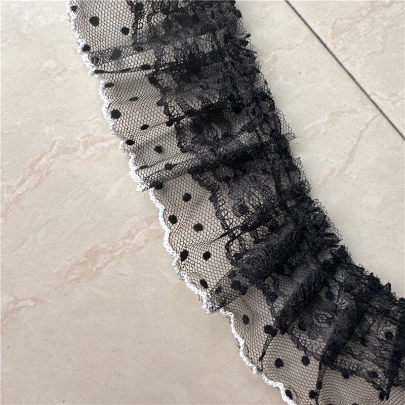 ริบบิ้นตาข่ายจับจีบ ลายจุด สองชั้น กว้าง 5 ซม. 1 หลา สําหรับตกแต่งเสื้อผ้า DIY - รูปที่ 3