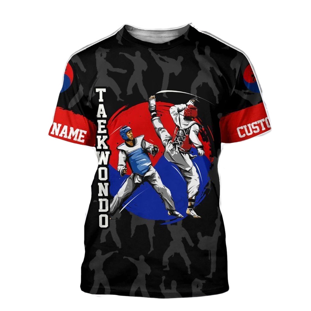 Taekwondo เสื้อเทควันโด พิมพ์ลาย 3D สีแดง สีดํา สไตล์ฮาราจูกุ สําหรับผู้หญิง และผู้ชาย T2((SXIN)