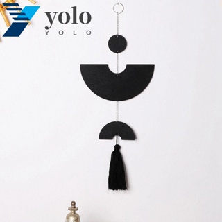 Yolo จี้ไม้ รูปดวงจันทร์ สไตล์โบฮีเมียน สําหรับแขวนตกแต่งผนังบ้าน