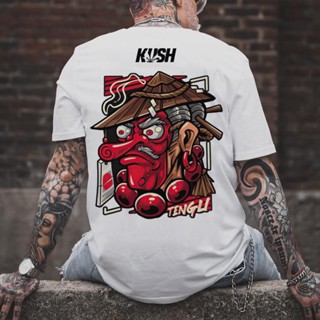 【Hot】เสื้อคนอ้วน-KUSH วัฒนธรรมวินเทจแรงบันดาลใจผ้าฝ้ายหลวมเสื้อผ้าเสื้อยืดสําหรับผู้ชาย Oversize T แฟชั่นแขนสั้นผ้าฝ้าย