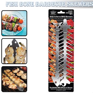 Stainless Steel Skewers Slide Serve BBQ Skewer Fish Bone Shape Barbecue Skewers