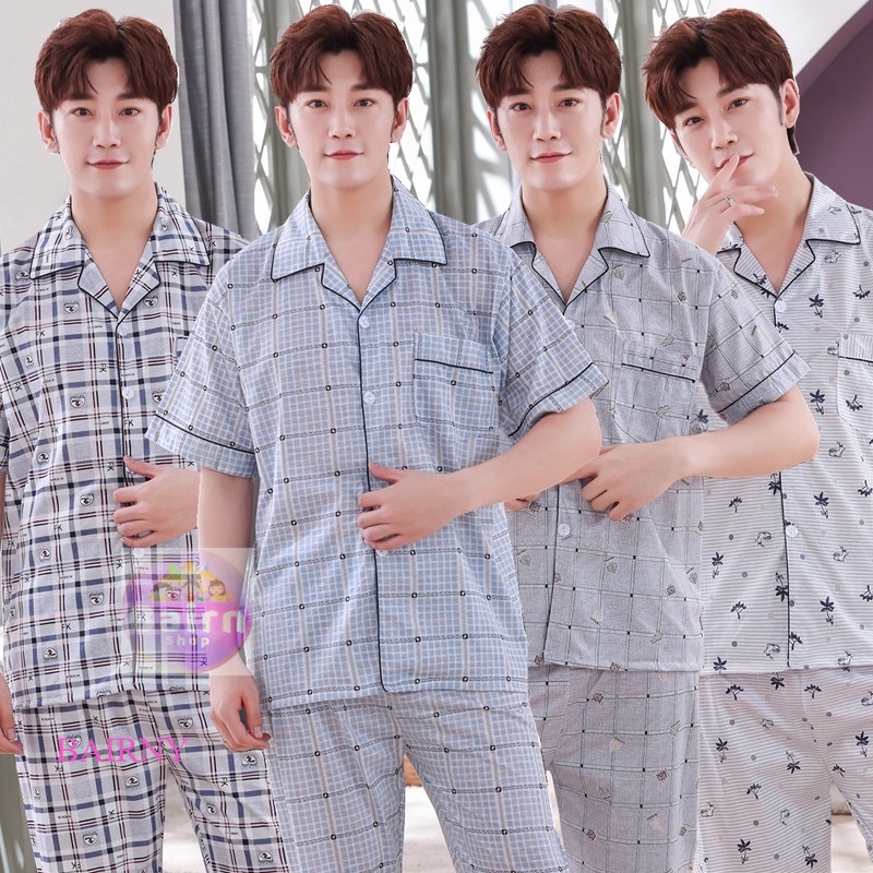 👄BRS👄ชุดนอนแขนสั้นขายาวผ้าคอตตอนผสม คอปก มีหลายลายให้เลือก ราคาถูก #CT15