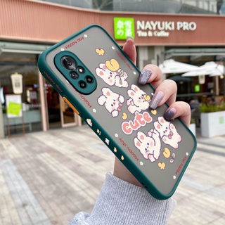 สําหรับ Huawei Nova 8 Pro Nova 8 Se เคสการ์ตูนกระต่ายน่ารัก แฟชั่น บาง ฝ้า เคสโทรศัพท์แข็ง ขอบสี่เหลี่ยม กันกระแทก ซิลิโคนนิ่ม เคสป้องกัน