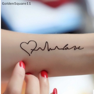 Goldensquare สติกเกอร์รอยสักชั่วคราว ลายหัวใจ สีดํา กันน้ํา ลอกออกได้