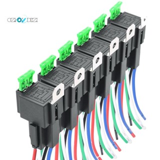 สวิตช์รีเลย์ฟิวส์รถยนต์ 5-Pin SPST 12V 30A อุปกรณ์เสริมรถยนต์ 6 ชิ้น