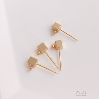 การเก็บรักษาสีทอง14K กล่องสี่เหลี่ยมขนาดเล็กต่างหู S925เข็มเงินแขวนต่างหู DIY ทำด้วยมืออุปกรณ์เสริมต่างหูเครื่องประดับ