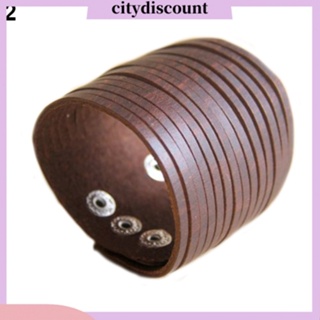 &lt;citydiscount&gt; สร้อยข้อมือ กําไลข้อมือ หนังเทียม หลายชั้น แฟชั่นสําหรับผู้ชาย ผู้หญิง