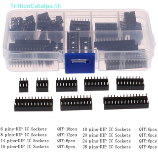 Trillioncatalpa ชุดซ็อกเก็ตบัดกรี IC DIP 6 8 14 16 18 20 24 28 Pin 66 ชิ้น ต่อกล่อง TH