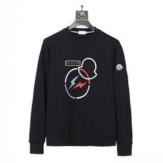 NREQ Moncler 2023 European and American big brand new mens round neck LOGO embroidered long sleeve printed sweater