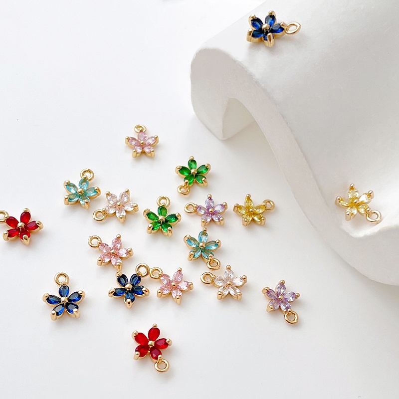 จี้สร้อยคอ สร้อยข้อมือ ต่างหู ชุบทอง 18k ประดับเพทาย แฮนด์เมด diy