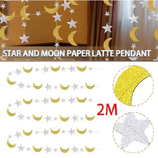 New Eid Star Moon Garlands Muslim Islam Banner Mubarak Ramadan Bunting Decor