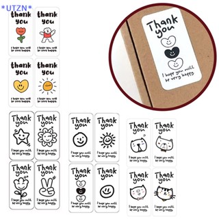 Utzn&gt; สติกเกอร์ฉลาก Thank You น่ารัก สําหรับตกแต่งกล่องของขวัญ ห่อเบเกอรี่ 100 ชิ้น -25 แผ่น