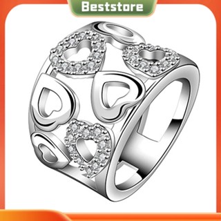 Beststore|  แหวนเงินแท้ เกรด 925 รูปหัวใจ ประดับเพชรเทียม สําหรับผู้หญิง