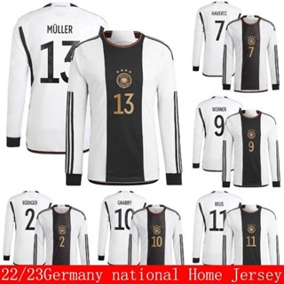 เสื้อกีฬาแขนยาว ลายทีมชาติฟุตบอล World Cup Gnabry Havertz Werner HQ7 22 23 ชุดเยอรมนี QH7