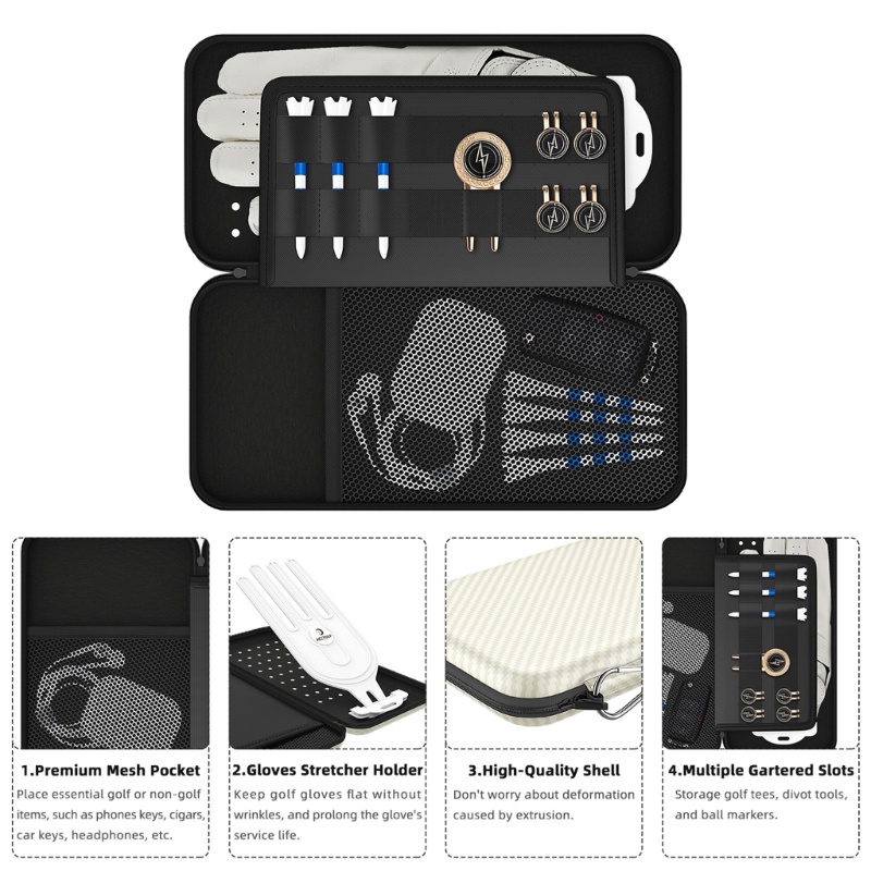 TO Golf Glove Holder Glove Case with Golf Gloves Stretchers Hook Protective Case