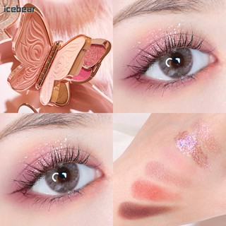 【ราคาด้านล่าง】 【ราคาด้านล่าง】 Butterfly Eye Shadow 6 Color Eye Shadow Palette Pearl Sequins Glitter Matte Earth Color Eye Shadow [icebear]