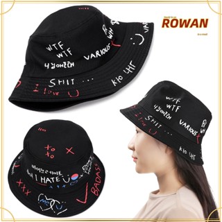 ROWANS หมวกบักเก็ต ผ้าฝ้าย สไตล์ฮิปฮอป ฮาราจูกุ