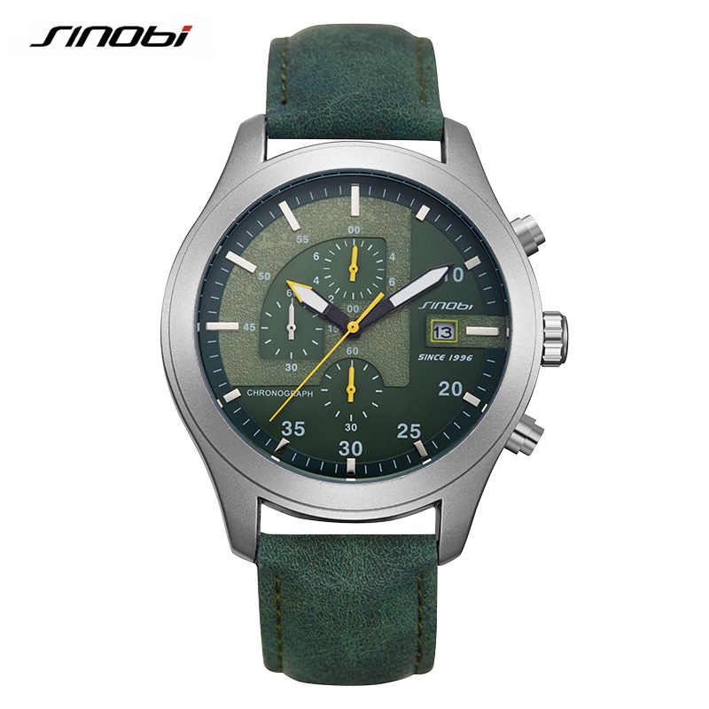 Sinobi นาฬิกาข้อมือควอตซ์แฟชั่น สายเข็มขัดเหล็ก กันน้ํา มีปฏิทิน สําหรับผู้ชาย S9826g