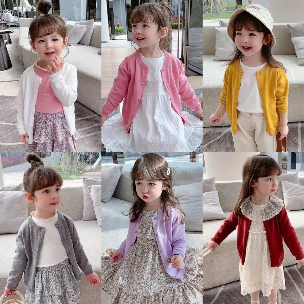 PRETTY BABY เสื้อคลุมไหมพรม เเขนยาวเด็ก เสื้อคาร์ดิเเกน เสื้อกันหนาว สำหรับเด็กหญิง/ชาย(843)