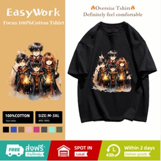 Easywork💥3XL เสื้อยืดคอกลม ผ้าฝ้าย ทรงหลวม คุณภาพสูง สวมใส่สบาย เหมาะกับฤดูร้อน สําหรับผู้ชาย และผู้หญิง