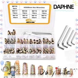 Daphne น็อตสลักเกลียว ชุบสังกะสี เหล็กคาร์บอน 9 ขนาด M4 M5 M6 M8 สําหรับเฟอร์นิเจอร์ ไม้ 149 ชิ้น