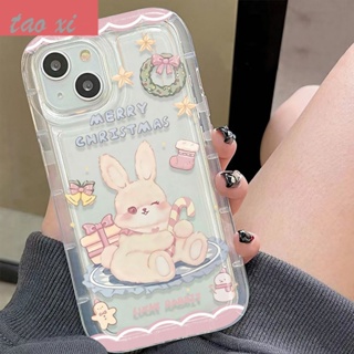 เคสป้องกันโทรศัพท์มือถือ แบบนิ่ม ลายกระต่าย กันกระแทก สําหรับ Apple Iphone 13 14pro 12 11max xr xs V8TW