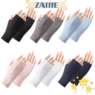 Zaijie24 ถุงมือป้องกันแสงแดด 1 คู่ อุปกรณ์ขี่จักรยาน กลางแจ้ง หน้าจอสัมผัส ถุงมือ