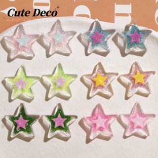 【Cute Deco】กระดุมเรซิ่น รูปดาวห้าแฉก ประดับกลิตเตอร์น่ารัก DIY สําหรับรองเท้า Crocs