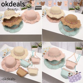 OKDEALS หมวกฟาง ป้องกันรังสียูวี แฟชั่นฤดูร้อน สําหรับเด็ก