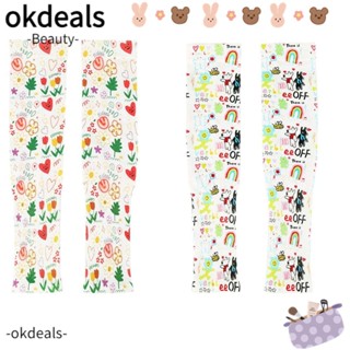 OKDEALS ปลอกแขน ผ้าเรยอน แบบบาง ป้องกันรังสียูวี ลายดอกไม้ สีรุ้ง เหมาะกับฤดูร้อน สําหรับขี่จักรยานกลางแจ้ง 2 คู่