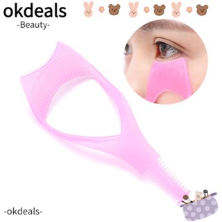 OKDEALS 3-in-1 หวีขนตา แม่แบบ เครื่องสําอาง สีสุ่ม ปกป้องแปรงแต่งหน้า