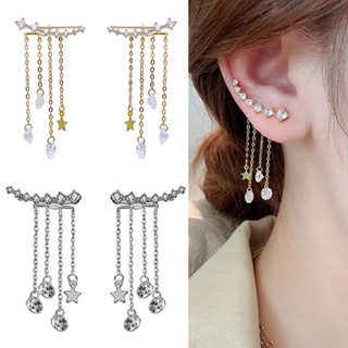 New 1 pair Vintage Star Tassel Zircon Earrings Delicate Fashion Earrings Gift