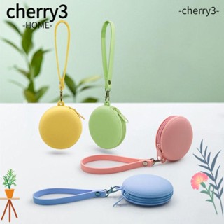 Cherry3 กระเป๋าใส่เหรียญ พวงกุญแจ ซิลิโคน ทรงกลม ขนาดเล็ก น่ารัก สําหรับเด็ก