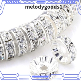 Melodygoods1 ลูกปัดสเปเซอร์ ชุบทอง และเงิน ประดับพลอยเทียม 8 มม. 200 ชิ้น