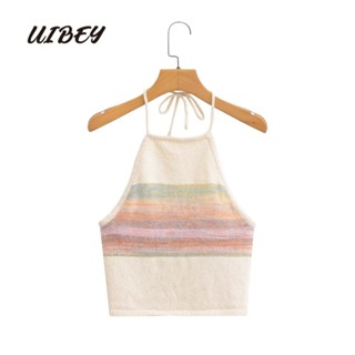 Uibey เสื้อคล้องคอ ผูกเชือก ลายดอกไม้ หลากสี 3596